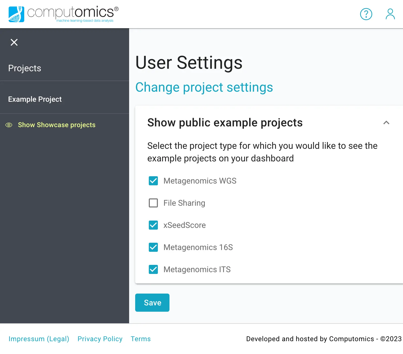 User Settings - Show Public Projects